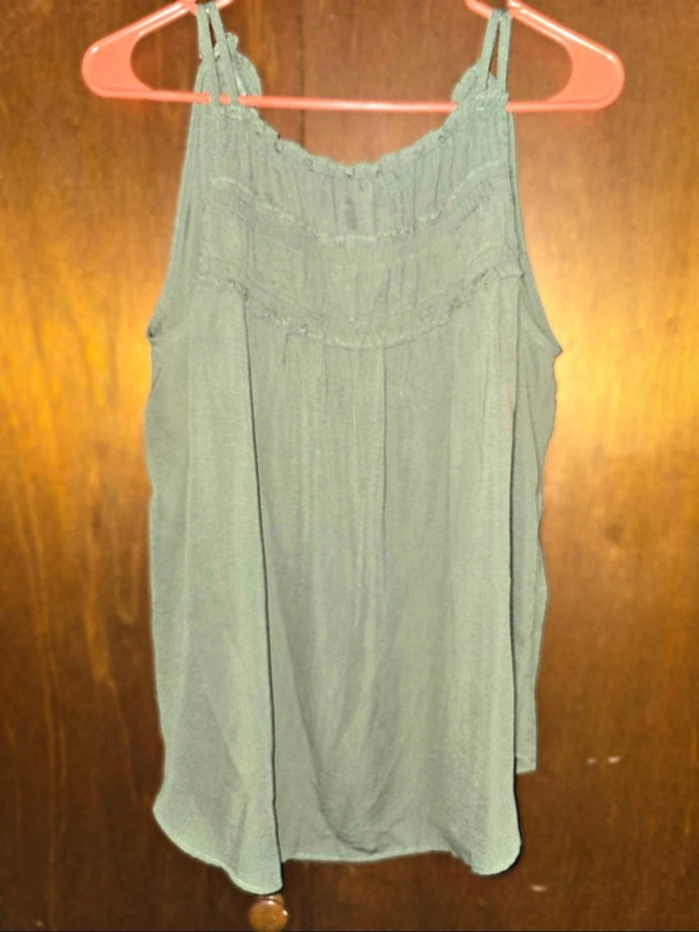 Maurices Smocked Shoulder Tank Top Women's Green Medium